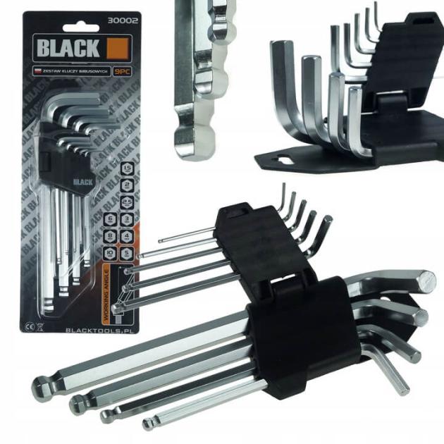 Seškantes atslēgas komplektā 9 gab. 1.5-10mm Black 30002 0